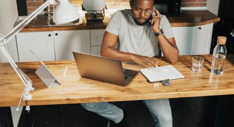 Man at home office desk